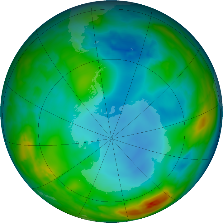 Antarctic ozone map for 06 July 2014